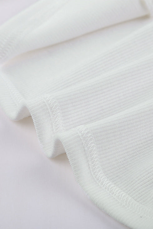 U Neck Button Knit Long Sleeve Top